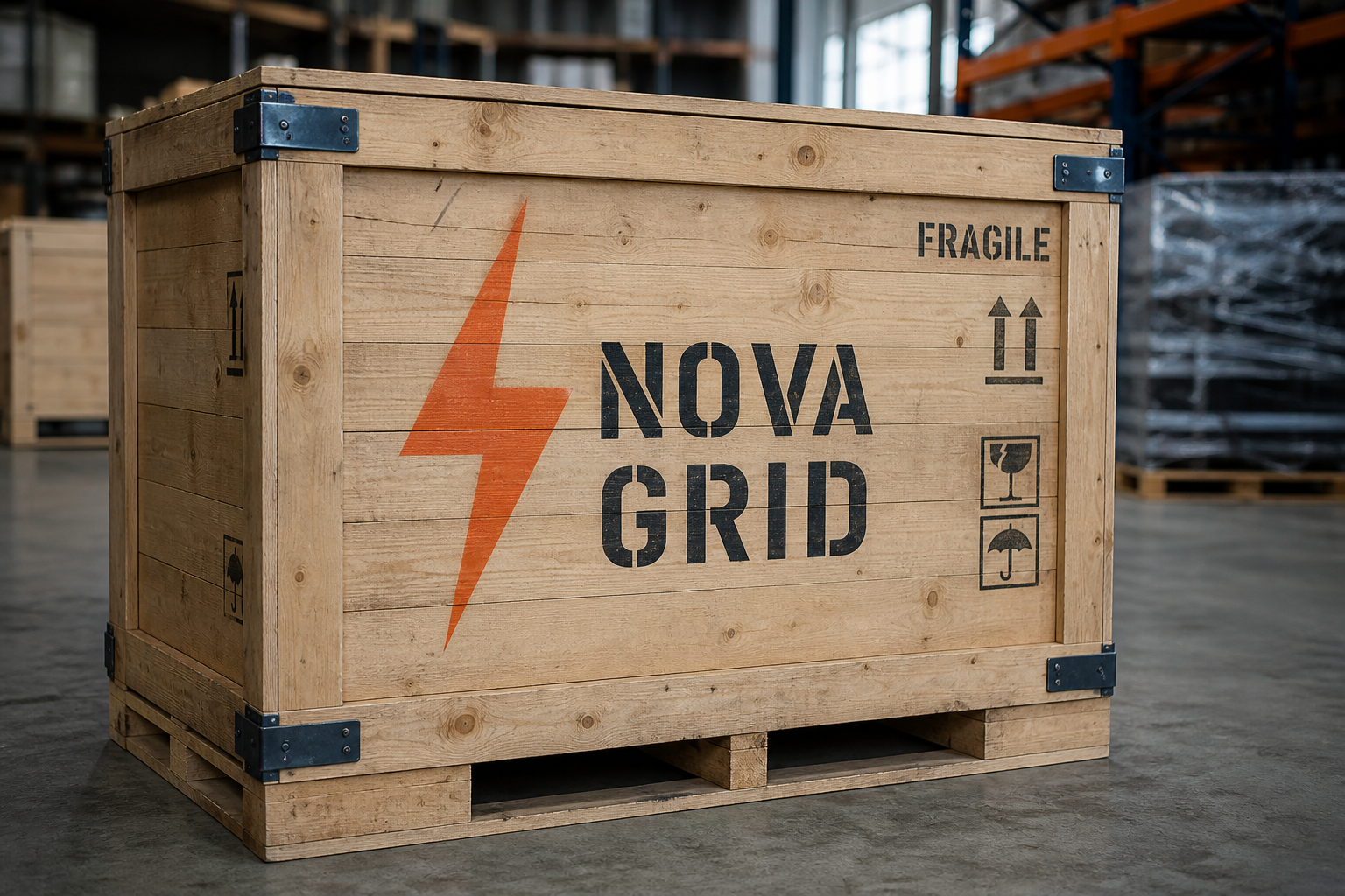 喷涂 NOVA GRID 标识的运输箱（演示）
