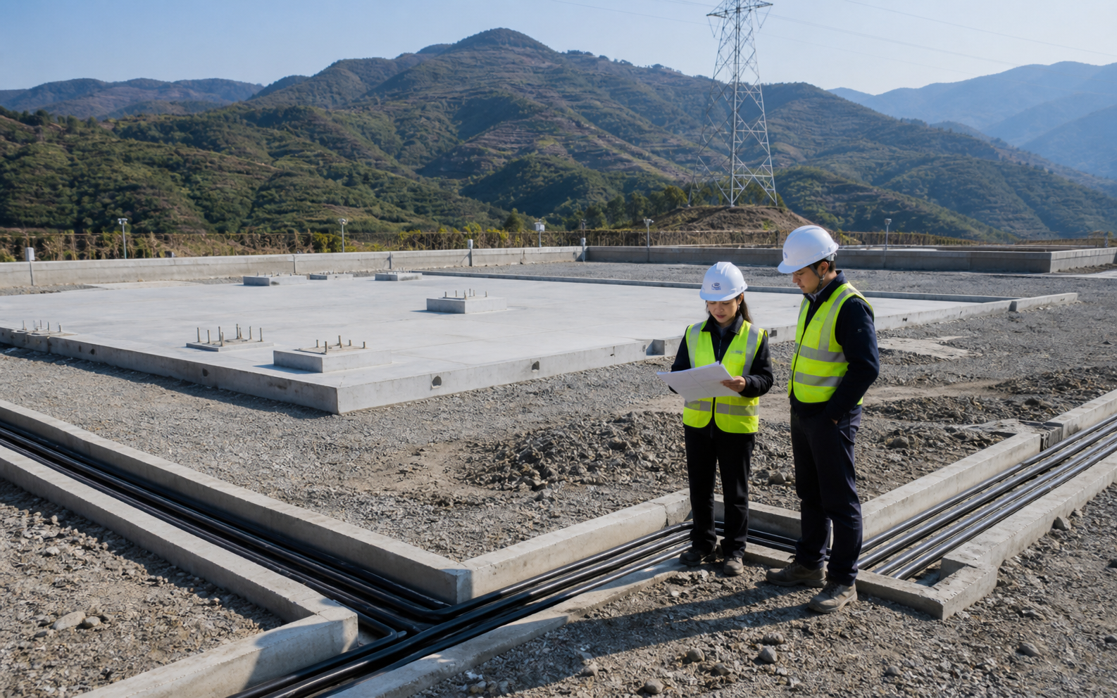 Basic construction and inspection on site of the off-grid storage project