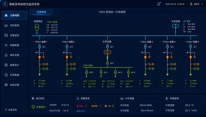 微电网 SCADA 控制室监控画面